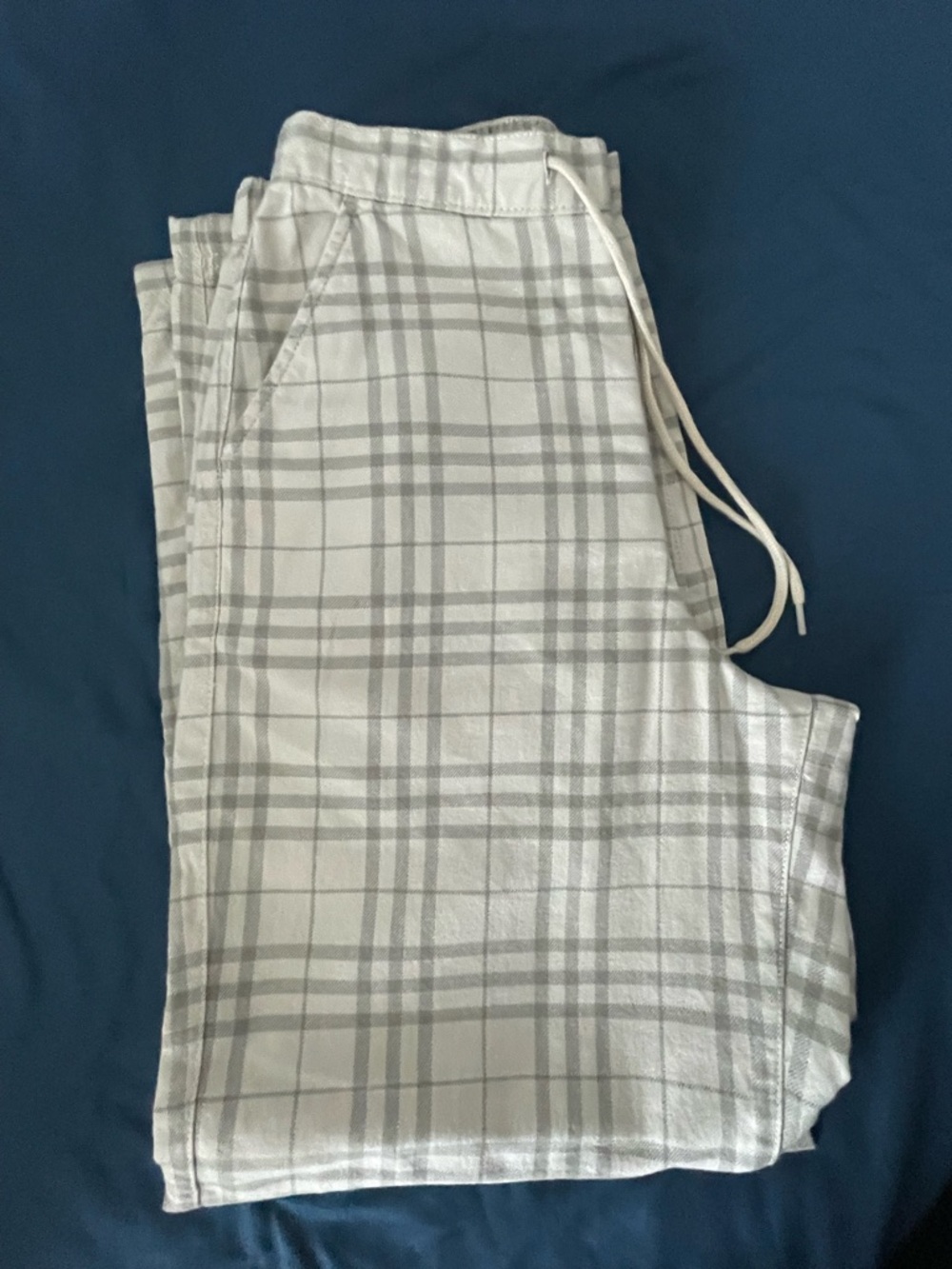 Vans Wide Leg Plaid Pants in Cream and Gray